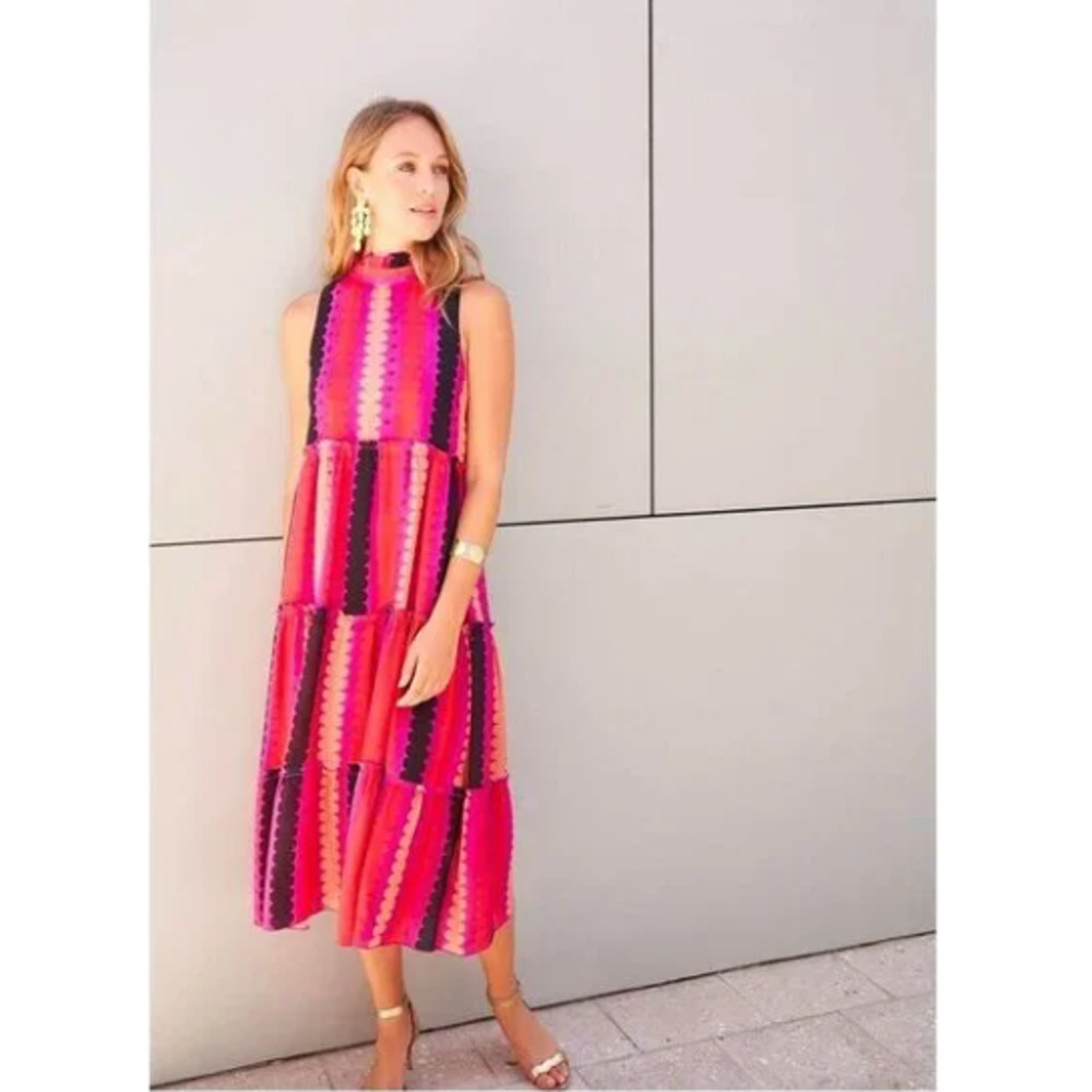 Oliphant Tuckernuck Meko Maxi Dress Womens Size XS Tiered Ruffle Silk Cotton